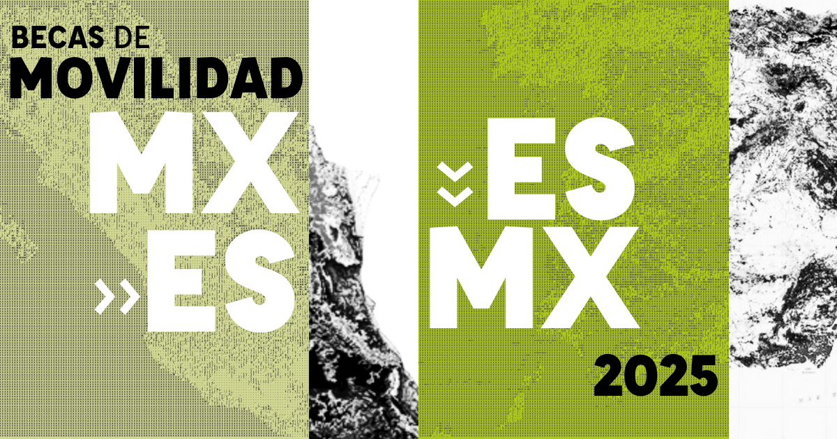 representaciones de los mapas de México y España, uno a cada costado emulando la movilidad académica bilateral